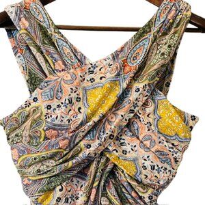 Garnet Hill Ruched Front Crossover Strap One Piece Swimsuit Baroque Paisley 12